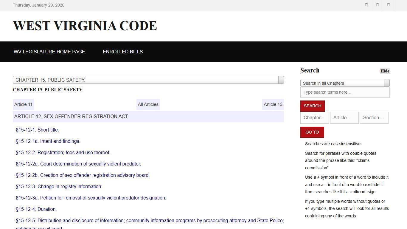 West Virginia Code §15-12